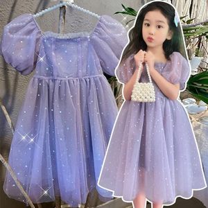 Детская платье для девочек без рукавов полосатая алин летняя экипаж шея милые платья принцессы детская одежда 240329