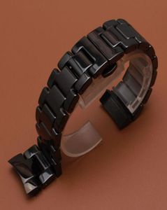 Ceramic Watch Band Rand Solid Link Armband Fit Gear S3 Men armbandsurband 22mm Polerade svarta klockband Nya böjda slutar 20173060222