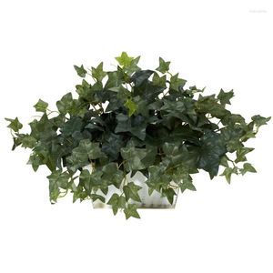 Fiori decorativi Ivy con piantatrice di lavaggio bianco - Pianta di seta verde