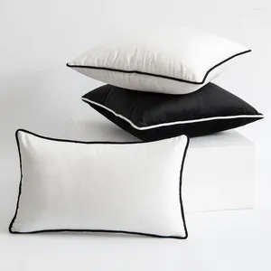 Poduszka nowoczesna prosta aksamitna linę owijanie stały kolor czarny biały model pokrywka PODYBEK DUŻA obudowa oparta 50 cm