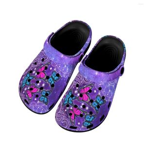 Slippers Bohemian Butterfly Purple Brand Designer não deslizamento Sandálias Selta de salto adulto chuveiro leve Sapatos Flats confortáveis