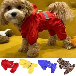 Köpek giyim çift katmanlı kapüşonlu yağmurluk Four Seasons Pet Giyim Açık Yansıtıcı Yansıtıcı Yağmur Ceket Su Geçirmez Yavru Köpek Altın B9A8