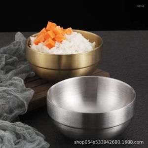 Bowls Korean Style Gold 304stainless Steel Rice Bowl Small Children Soup Ramen