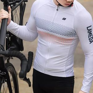 Jesienne męskie koszulki na rowerze Długie rękawy Slim Fit Rower Rower Rower Shirta Siatka Offleksyjna Full Zipper z kieszeniami 240328