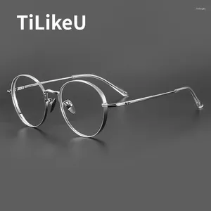 Solglasögon ramar mode retro ren titanglasögon ramar män ovala optiska glas myopiaeyeglasses damer högkvalitativa produkter