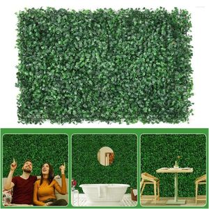 Decorative Flowers 16'' X 24'' Artificial Boxwood Panels Topiary Hedge Plant UV Protected Faux Grass Wall Greenery Mats For Home Garden