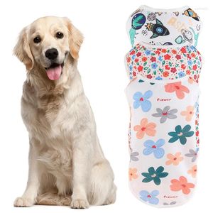 Dog Apparel Summer Pet Clothes Big Vest Cute Thin Large Dogs T-shirt Cartoon Print Shepherd Labrador Breathable Fashion