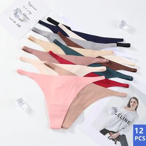 12PCS Movement thin belt nontrace tshaped pants female low waist harness ice silk quickdrying yoga g string sexy lingerie 240319