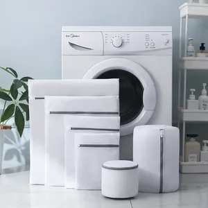 Çamaşır çantaları 1 PC Gri Mesh Çamaşır Makinesi Polyester Giysileri İç çamaşırı Sütü Sepeti Seyahat Taşınabilir Kirli Çanta