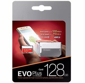 2019 toppsäljande svart röd evo plus 64 GB 32 GB 128 GB 256 GB 100 Mbps U3 Memory Card med SD Adapter Blister Package Fast Spee6200362