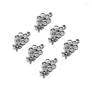 Charms 10pcs/Lot Alaşımlı İçi Boş Altı Heksagonal Honeycomb Bee Kolye Bilezik Hayvan Kolye Takı Aksesuarları