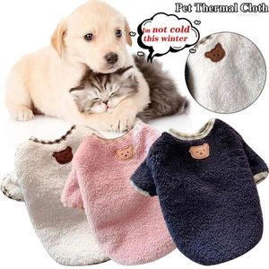 Dog Apparel Winter Sweather Coral Fleece Bear Pattern Print Puppy Warm Sweater Soft Thickened Clothes