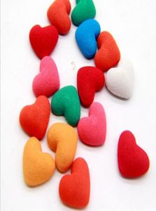 100pcs DIY Accessoires Fabric Cotton Mix Colors Flat Heart Button Deckknopf kleiner Taste für handgemacht8014786