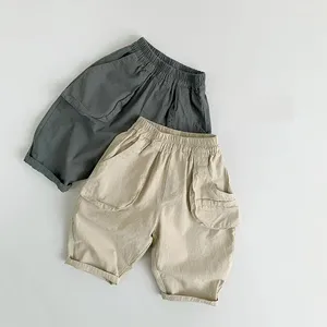 ズボン2024春の子供ポケット​​ベビーガールルーズワイドレッグパンツ幼児の少年固体汎用カジュアルキッズ服