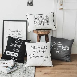 Pillow Modern Minimalist Style Letter Print Cover 45x45cm Cotton Canvas Sofa Living Room Bedroom Home Decoration Case