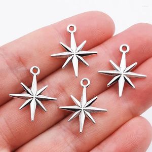 Charms 20pcs 23x20mm clássicos oito estrelas pontiagudas para jóias que fazem as descobertas de bricolage liga de cor prata antiga