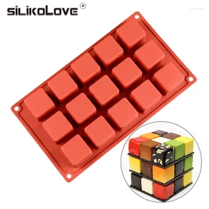 Bakformar silikolove 15cavity silikon mögel kub non stick dessert bakverk magiska skarvkaka fyrkantiga brownie mögel för