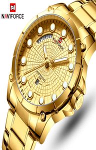 Naviforce Top Brand Brand Luxury Watches Men Scondless Aço Impermeável Men Gold Quartz Men039s Watch Watch Relogio Masculino1517189