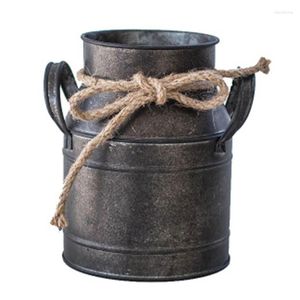 Vaser SV-1PC Shabby Chic Metal Iron Decorative Vintage Rustic Vase Milk Can Country Jug For Bedroom Kitchen vardagsrum