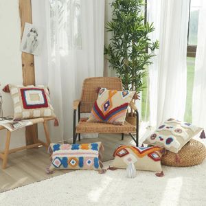 Poduszka plemienna boho okładka Tufted Throw Covery Dekoracyjna obudowa luksusowa sofa na kanapę