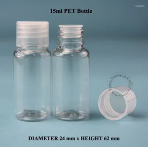 Förvaringsflaskor grossist 50 st/parti 15 ml husdjur grädde flaska plast lotion emulsion container skruvmössa små kvinnor kosmetik potten