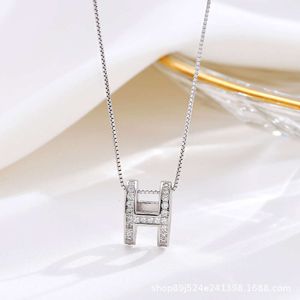 S Sterling Letter Pendant Temperament H Collarbone Necklace Simple and Fashionable Sier Chain Women's Jewelry