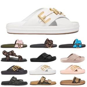 Men Women Designer Slippers Luxury Slides Brand Sandals Lady Black White Pink Colorful Canvas Letter Anatomic Leather Summer Beach Flat Flip Flops Scuffs 35-45