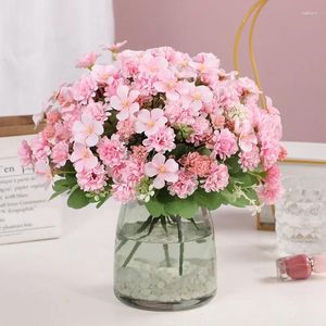 Decorative Flowers Artificial Daisies Begonia Ball Bouquet Wedding Silk Fake Green Plant Home Decoration Simulation Flower Pink Daisy