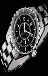 クラシックメンズ女性セラミッククォーツレディースウォッチホワイトブラックナンバーダイヤル本物のセラミカブレスレット腕時計腕時計4122330