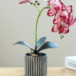 Decorative Flowers Artificial Orchid Bonsai Potted Phalaenopsis Home Bright Color Realistic Fake 8 Figurine For Decoration