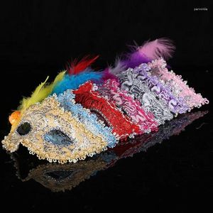 Party Supplies 1PC Women Sexy Eye Masks Venetian Lace Feather Flower Halloween Masquerade Mask Girls Half Face Dance Eyewear