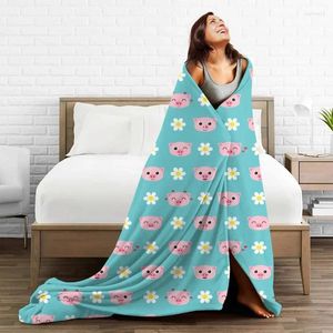 Blankets Cartoon Cute Pig Animal Blanket Coral Fleece Plush Print Breathable Warm Throw For Bedding Couch Quilt