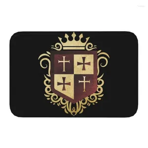 Carpets Personalized Medieval Warrior Knights Templar Cross Doormat Mat Crusader Coat Of Arms Kitchen Bathroom Living Room Rug Carpet