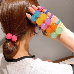 Hair Accessories Spring Summer Solid Color Two 2cm Ball Simple Girl Woman Elastic Band Cute Sweet Ponytail Rubber Ties Rope Fashion Outdoor