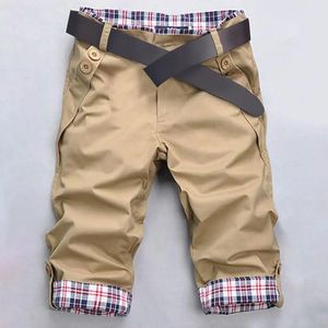 Summer Men Shorts Color Block Plaid Surf Board Shorts Beachwear Trousers Korean Style Pockets Casual Slim Fit Short Jeans 240327
