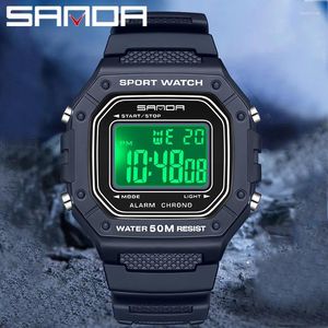 Нарученные часы Sanda Outdoor Sports Watch Men g Style светодиодные цифровые мужские амортизирующие водонепроницаемые тревоги Chrono Watches