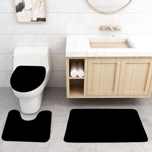 Badmatten Schwarze Matte Set moderne einfache farbige Teppich Tee Badezimmer Dekorative Nicht-Schlupfteppich u Form Toilettendeckel