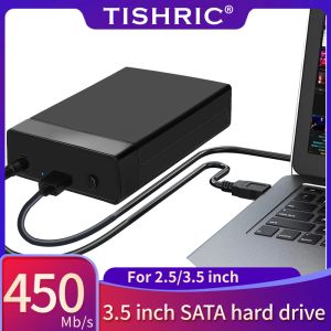 Batterie Tishric Case HDD esterno 2.5/3.5 SSD Drive Hard Drive Box Callo 450 MB/S 18TB da SATA a USB 3.0 Adattatore per disco rigido