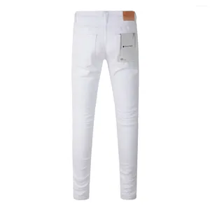 Calça feminina de alta qualidade Brand 1: 1 2024 Slim Fashion Jeans Street White Patch Ripped