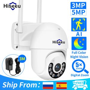 Câmeras hiseeu 4k 8mp PTZ WiFi Smart Camera 5x Zoom Digital Detectar Auto Rastreamento automático OnVif Wireless CCTV Video Videoveillance Camera