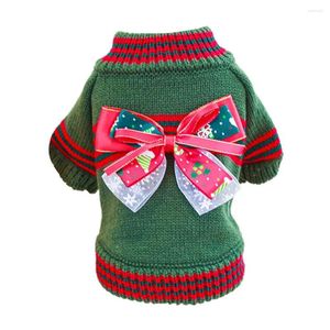 Dog Apparel Christmas Holiday Sweater Winter Clothes Bow Tie Chihuahua Teddy Outfit Coat For Small Medium Large And Cat