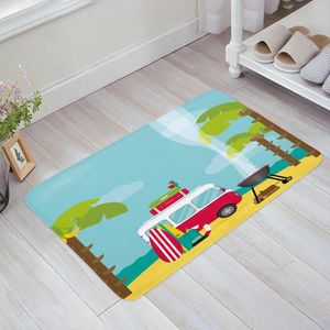 Carpets Camping Car Beach Cartoon Trees Sea Kitchen Doormat Bedroom Bath Floor Carpet House Hold Door Mat Area Rugs Home Decor