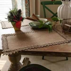 Table Cloth 1pc Wedding Party Decoration Festival Tablecloth Porch Cover Towel Natural Jute Rope Lace Runner Vintage