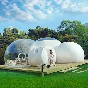 Tents And Shelters Promotion ! 3M 4M 5M Dia Bubble El Outdoor Inflatable Camping Tent Free Fan Clear Tree Dome House With Tunnel