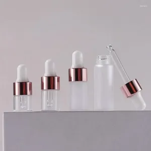 収納ボトル1ml 3ml 10mlエッセンシャルオイル香水補充可能なドロッパーボトル空のポータブルフロストガラスローズゴールドキャップトラベル