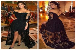 Seksowne czarne sukienki balowe długie w rozmiarze Plus 2017 Off the ramię Formalne wysokie sukienki o niskiej imprezie arabskie kobiety wieczorne suknie3900747