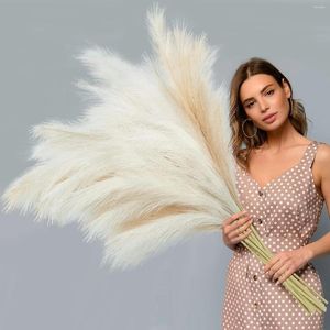 Dekorativa blommor konstgjorda pampas gräs fluffig faux blomma stor vasfyllare boho diy bukett för golv hem bröllop fest dekor 100 cm