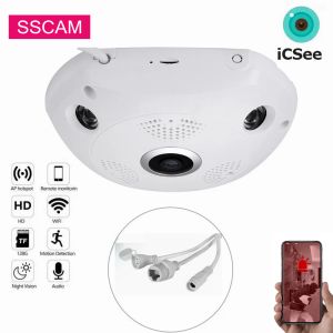 Kameras 5MP Wireless IP Dome Camera P2P ICSEE WiFI 180 360 Grad Weitwinkel Onvif Video Audioüberwachung CCTV -Kamera 20m Infrarot