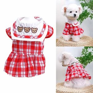 Dog Apparel Dogs Dresses Plaidd Shirt For Dress Girl Navys Clothes 090C