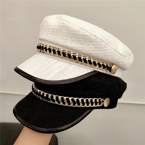 Boinas da cadeia militar chapéus para mulheres Spring Flat Army Caps